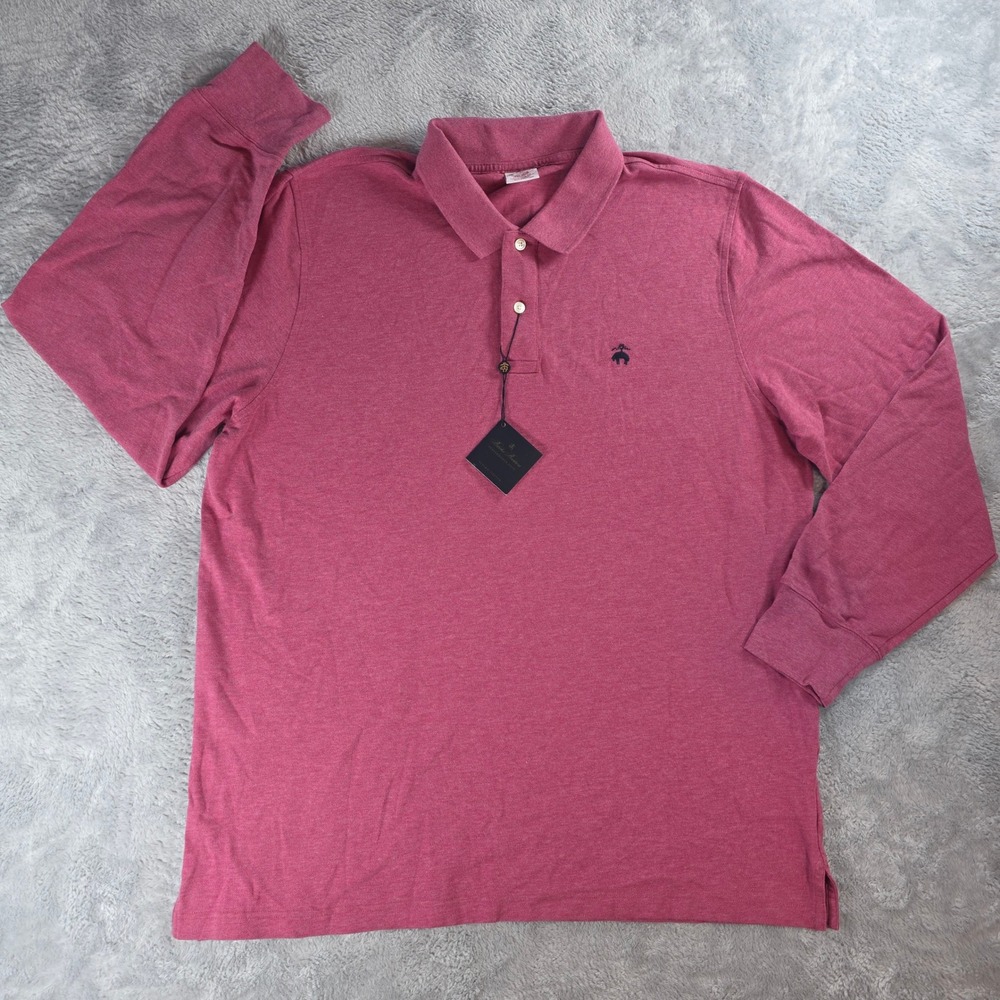Brooks Brothers Mens XL Pink Long Sleeve Performance Polo Supima Cotton Original